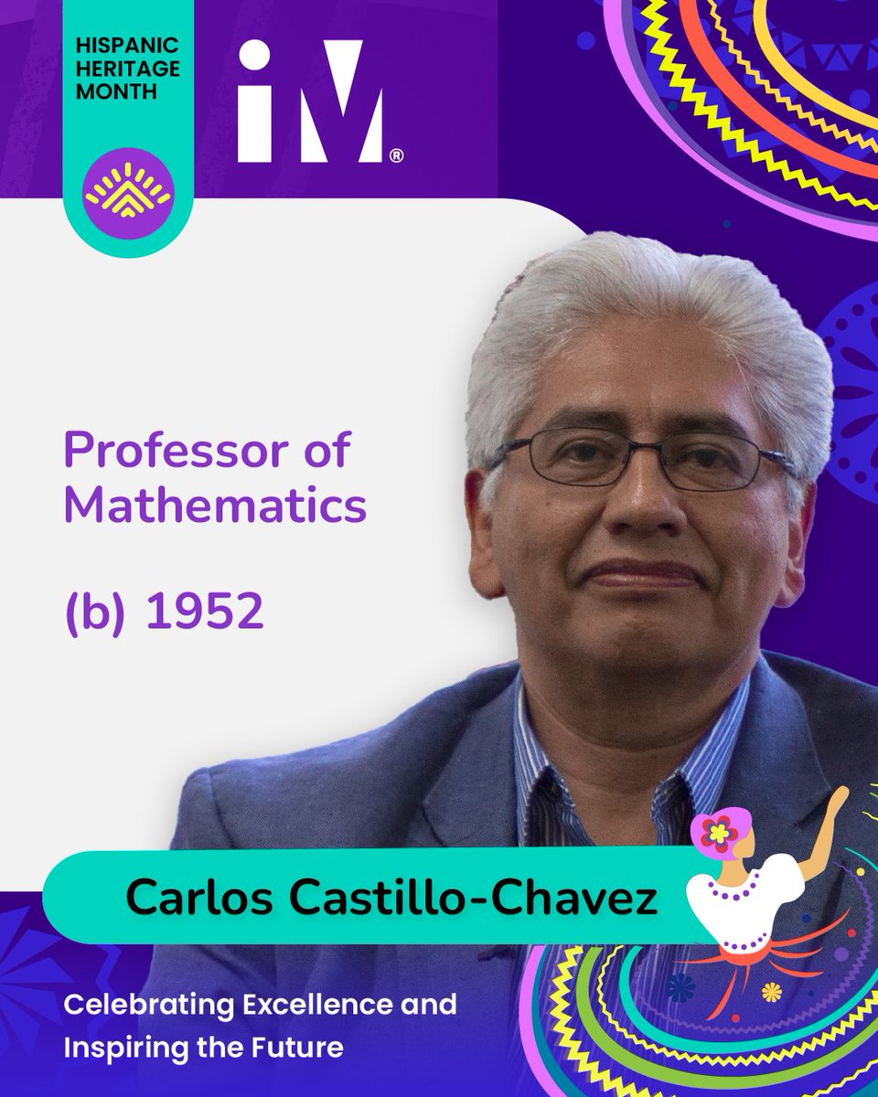 IllustrateMath's tweet image. ✨ Hispanic Heritage Month Spotlight

Carlos Castillo-Chavez is a trailblazing Mexican-American mathematician whose work in disease modeling + advocacy for equity in STEM has inspired generations.

We’re proud to celebrate him this #HispanicHeritageMonth!
#LearnWithIM #MathForAll