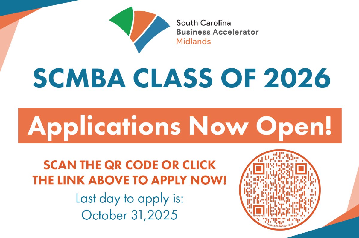 Applications are open for the South Carolina Business Accelerator: Midlands Class of 2026! If you're a business owner ready to refine your strategy, scale your operations, and accelerate growth—this 12‑month program could be the opportunity you’ve been looking for.

Apply here