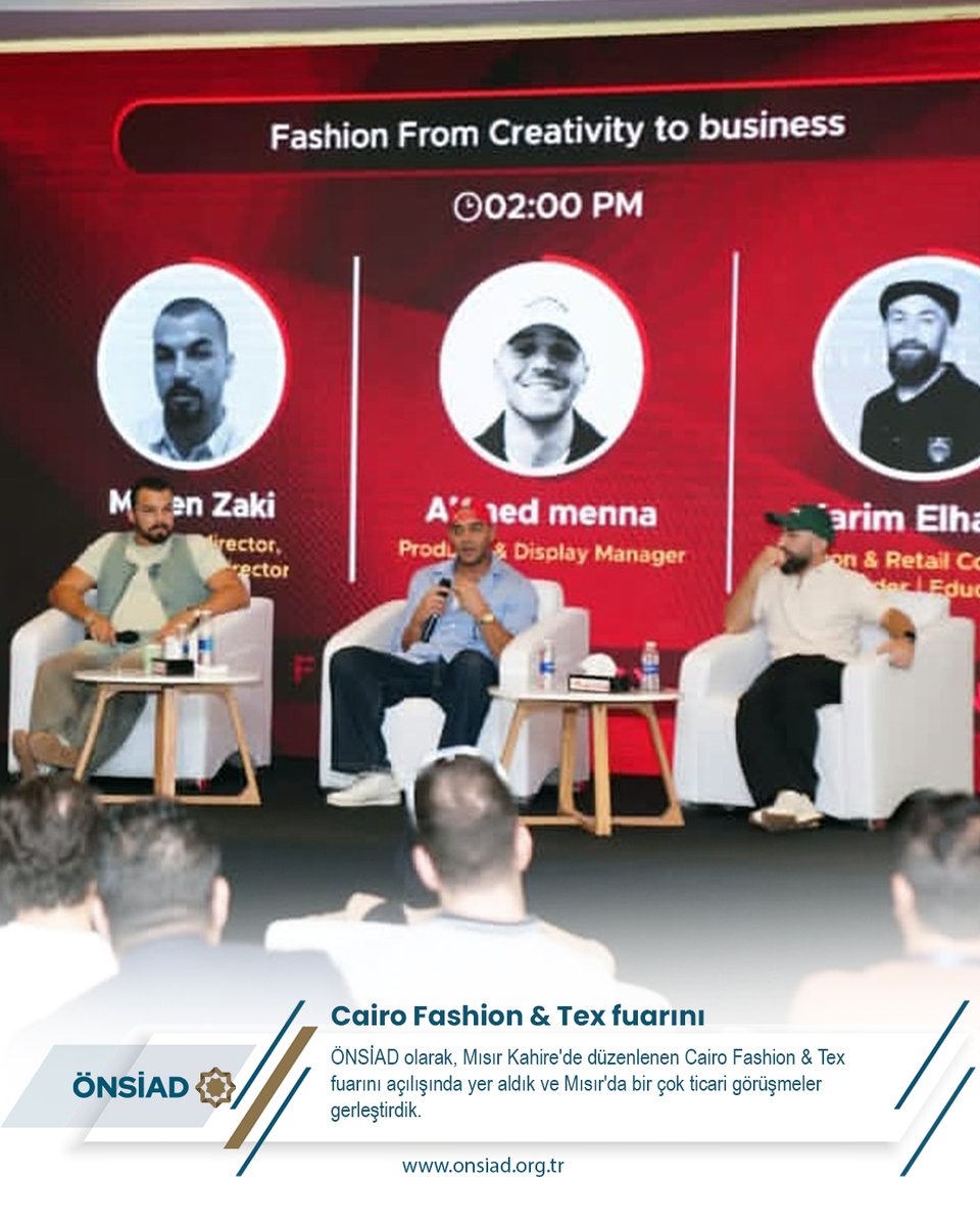 ÖNSİAD Heyetinden Mısır Ziyareti

ÖNDER İş Dünyası Sanayici ve İş Adamları Derneği (ÖNSİAD) heyeti olarak, Mısır’ın başkenti Kahire’de düzenlenen Cairo Fashion &amp; Tex Fuarı’nın açılışına katıldık ve çeşitli ticari temaslarda bulunduk.