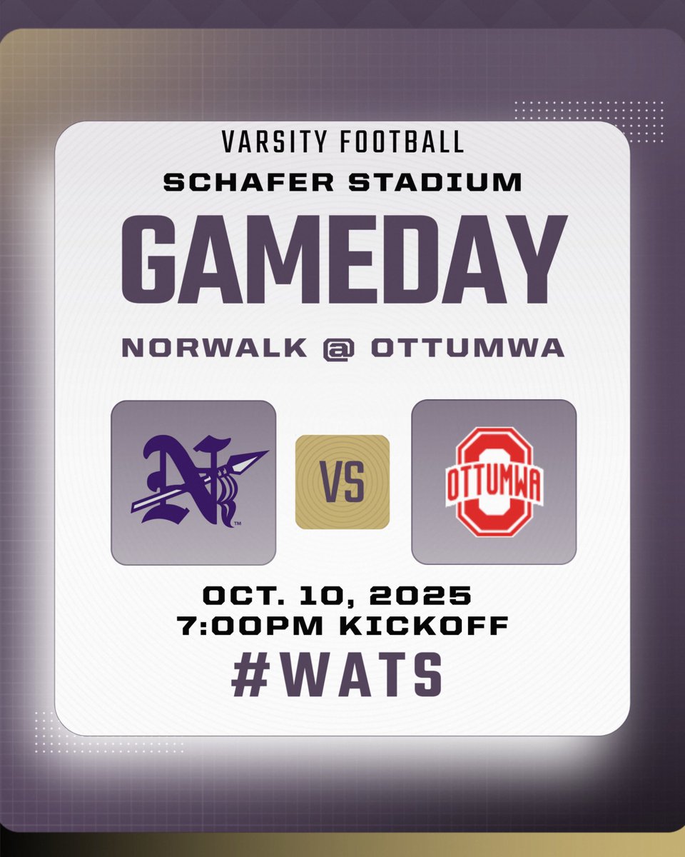"On the road again"
🆚 Ottumwa
📍 Schafer Stadium
🕗 7:00pm
🎟️ gobound.com/ia/schools/ott…📺 bulldogsnetwork.tv
#WATS