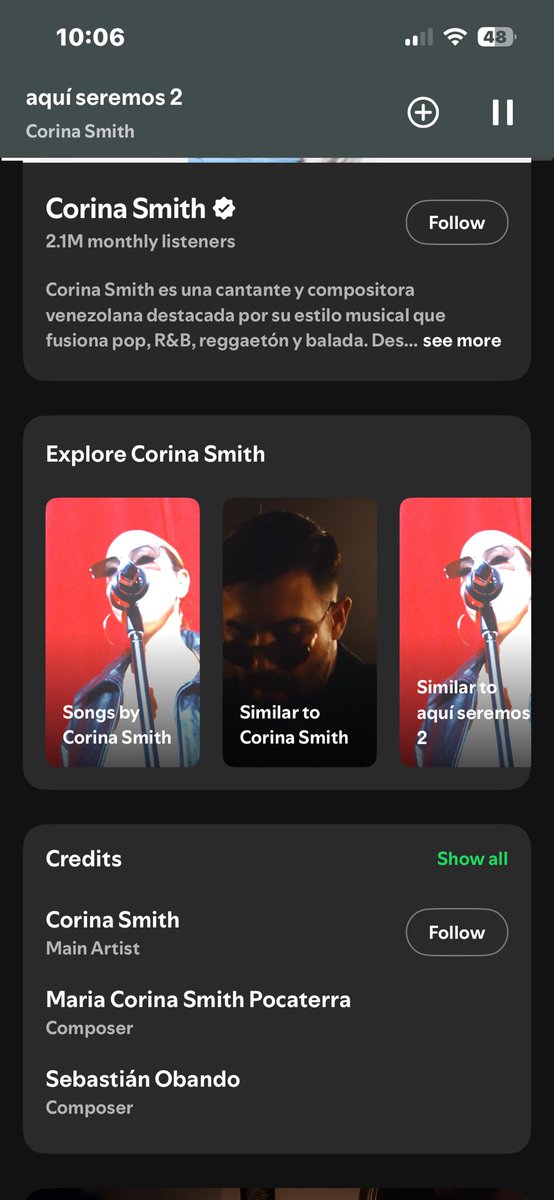 que soporten que sebastián también es compositor de la canción de corina