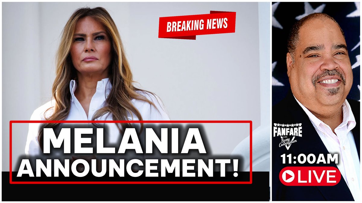 barrycunningham's tweet image. JOIN ME LIVE AT 11:00AM!

BREAKING NEWS: FIRST LADY MELANIA TRUMP MAKES AN ANNOUNCEMENT!

ON YOUTUBE AT: youtube.com/live/SuvzO9nC3…

ALSO ON RUMBLE AND X!