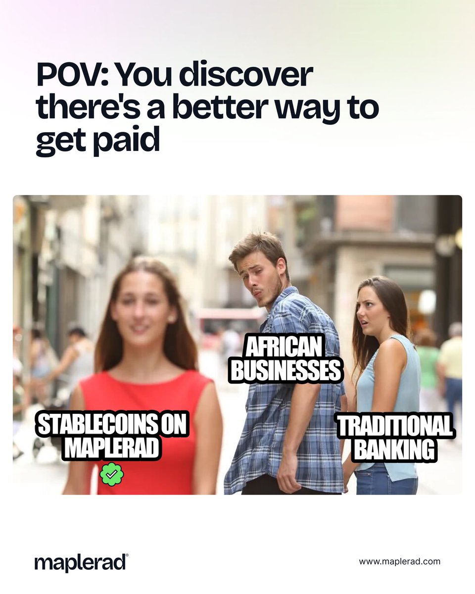 When you realize your “banking relationship” has been holding you back 👀

Stablecoins on Maplerad , faster, borderless, and way less drama.

Make the switch at maplerad.com