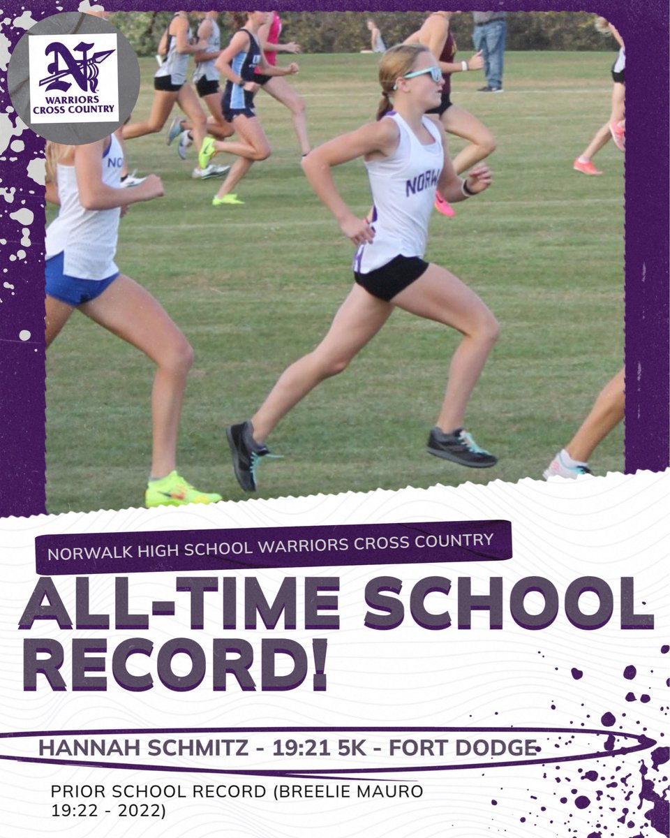 This girl has major mental toughness… despite collapsing 50 meters from the finish &amp; literally crawling to the finish line, she still broke the ALL TIME SCHOOL RECORD!  Way to go Hannah Schmitz!  You are the definition of GRIT!  (the school record is set on Ft Dodge course only)
