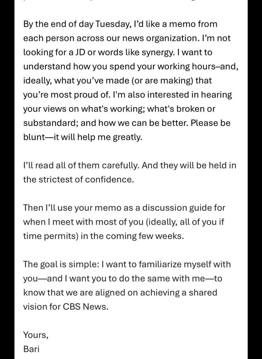 For those hoping Bari Weiss would just be a figurehead, her memo to staff today a source sent me suggest otherwise  (for some there this is a good thing!)