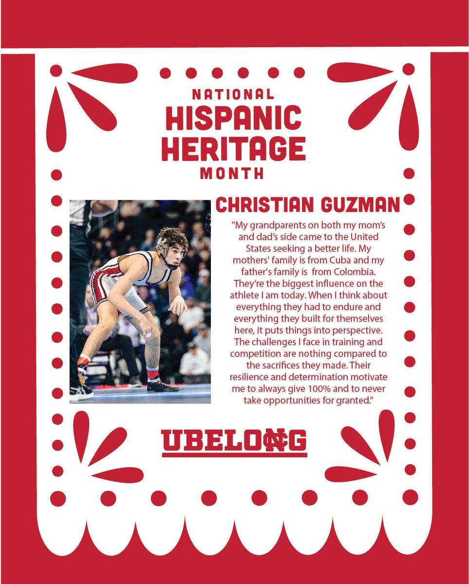 Our next #HispanicHeritageMonth feature is Christian Guzman of <a href="/NCCwrestling/">NCC Men’s Wrestling</a>! Take a look at how his heritage influences the student-athlete he is today. #WeAreNC