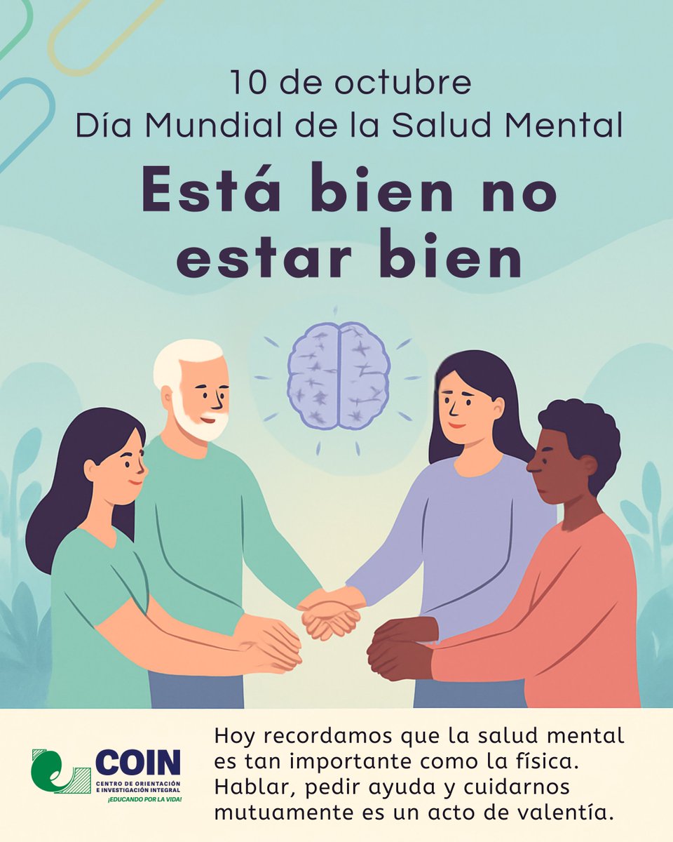 La salud mental importa. No estás sol@. Escríbenos para   orientación o acude a nuestra clínica para recibir apoyo psicológico. #SaludMental   #coin #noestassolo
