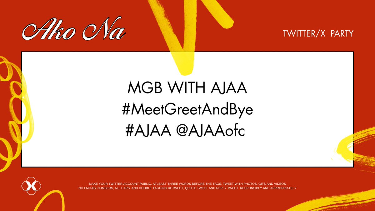 [📢] TWITTER PARTY

Get ready as AJAA is back at SM City Valenzuela for Meet, Greet &amp; Bye Mall Tour!

Let's drop the tags, Hanies! 🍯

MGB WITH AJAA
#MeetGreetAndBye
#AJAA <a href="/AJAAofc/">AJAA</a>