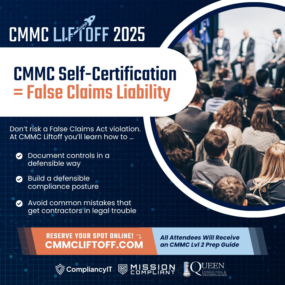 The clock is ticking! CMMC compliance is no longer optional, it's a necessity. As a sponsor of CMMC Liftoff 2025, we're here to help you navigate the complexities and take actionable steps toward certification. Don't miss out on this opportunity to gain clarity and confidence in