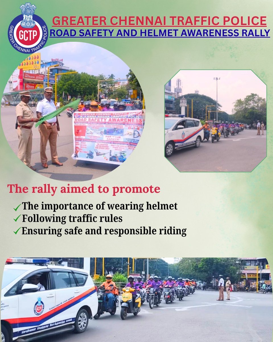 ChennaiTraffic's tweet image. A Road Safety and Helmet Awareness Rally was conducted today with enthusiastic participation from delivery partners.

சாலை பாதுகாப்பு மற்றும் தலைக்கவசம் முக்கியத்துவம் குறித்து டெலிவரி ஊழியர்களுக்கு விழிப்புணர்வு பேரணி நடத்தப்பட்டது. 

#HelmetAwareness