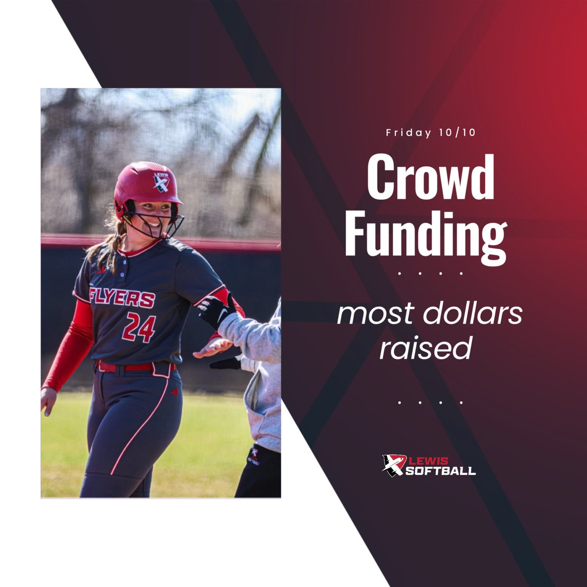 Last one best one! Join us in making a final push of crowd funding competition week. Thank you for donating, we appreciate ALL contributions you have made to Flyers Softball! #FlyAsOne

The link to donate is below:
givecampus.com/schools/LewisU…