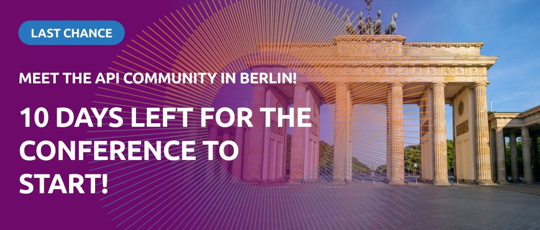 api_conference's tweet image. Only 10 Days Left Until API Conference Berlin!
Join us October 20–22, 2025 at the Maritim proArte Hotel Berlin — right in the heart of the city.
🔗 apiconference.net/berlin/tickets…
#APIcon #APIs #Cloud #SoftwareArchitecture #Berlin #Conference