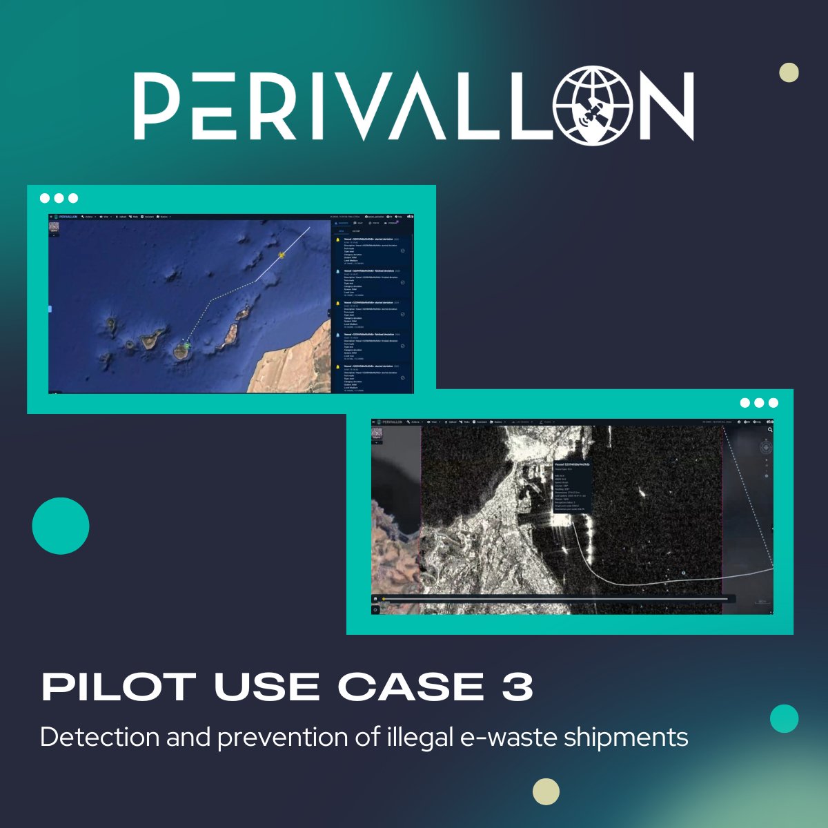 🚨 PERIVALLON – Pilot Use Case 3 🚨

PERIVALLON showcased how AI, maritime data and satellite imagery can help detect and prevent illegal e-waste shipments. The demonstration highlighted how innovation empowers authorities to tackle environmental crime more effectively. ♻️🚢