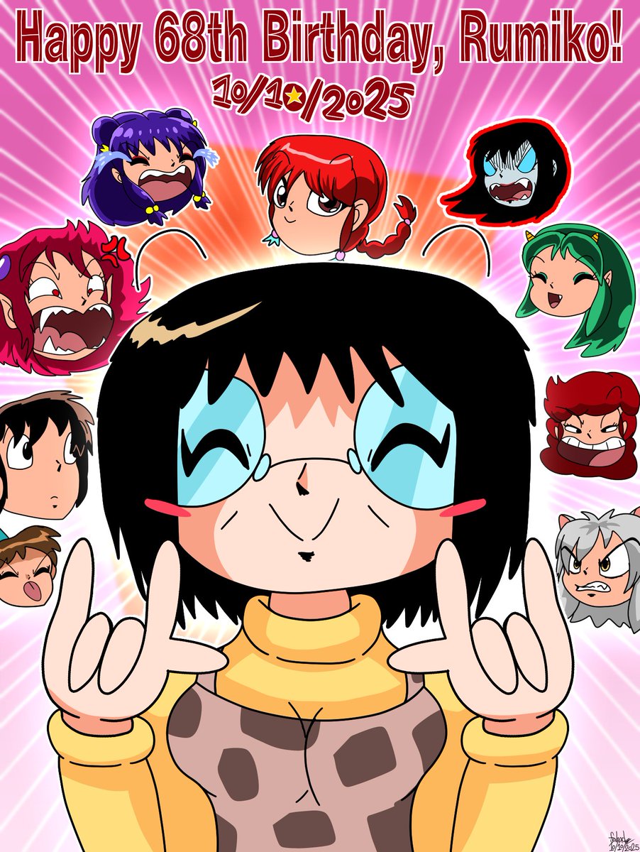 FahadLami24_EX's tweet photo. 10/10/2025
Happy 68th Birthday, Rumiko!
#高橋留美子生誕祭 #高橋留美子 #RumikoTakahashi #Fanart #Artwork #Style #UruseiYatsura #Ranma #アニメ #うる星やつら #らんまアニメ #めぞん一刻 #らんま #Inuyasha #MaisonIkkoku #犬夜叉 #笑う標的 #LaughingTarget #Anime https://t.co/2RWz8G5C8r