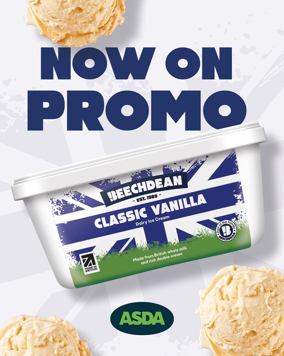 Get your hands on our Beechdean 2ltr classic vanilla now on offer in selected Asda stores - The perfect pairing to any dessert 🍨 <a href="/asda/">Asda</a> 

beechdean.co.uk/store-finder