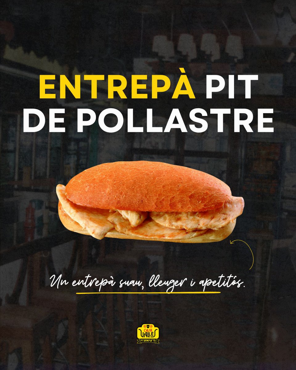 Busques un mos sa, saborós i amb caràcter? 🥪✨
Prova el nostre entrepà de pit de pollastre: tendre, lleuger i ple de gust! 🐔

Grillat al punt just, amb sabor natural i textura suau.
📍Terrassa | Barcelona | Badalona

#FrankfurtsCasaValles #PitDePollastre  #FoodiesCatalunya