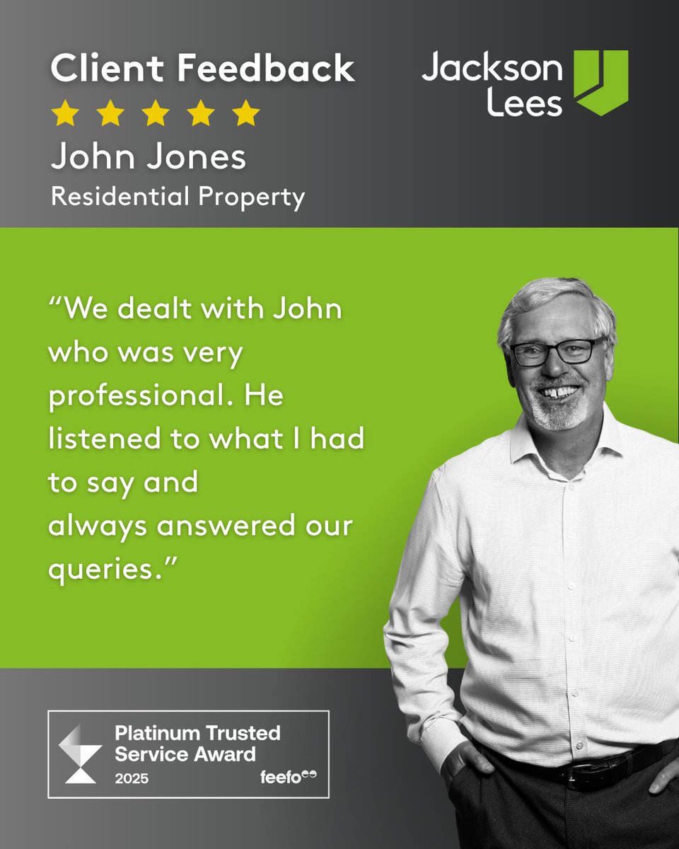 🏡 Professionalism and attentive support, every step of the way.

Thank you, John, for making the property process smoother and more reassuring for those you support.

If you’re looking for guidance with your property transaction, our team is here to help: jacksonlees.co.uk/services/resid…
