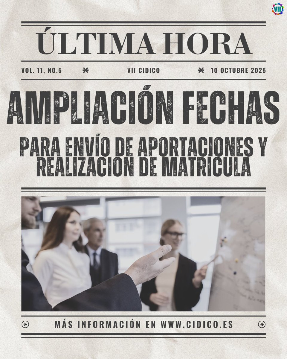 Les informamos que hemos realizado una ÚLTIMA AMPLIACIÓN de FECHAS DE INTERÉS 👏

Si desean enviar una propuesta de simposio presencial u online, rogamos que pregunten fechas  y disponibilidad en info@cidico.es 📩

#CIDICO #congresointernacional #innovacióndocente #educación
