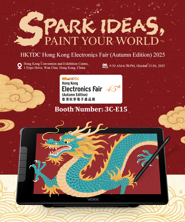 ⏳ 3 Days to Go!
VEIKK is bringing new pen displays &amp; tablets to #HongKongElectronicsFair!
📍 Booth 3C-E15 | Oct 13–16
🤝 Distributor opportunities await!
#HKTDC #HKTDCfair #veikk #digitaldrawing #digitalart