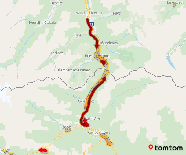 ANWBeuropa's tweet photo. Het is druk op de #Brennerpas⚒️
Op de #A22 vanuit #Italië ► Innsbruck 12 km, +1 uur.
En op de #A13 vanuit #Oostenrijk ► Bozen 8 km, +30 min. https://t.co/txK6OMrFgo
