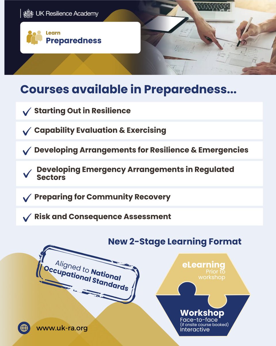 Being prepared is about taking action before an emergency happens. 

Identifying risks, planning ahead, and making sure people have the knowledge, skills and confidence to respond when it matters most.

Make sure you're prepared: ukresilienceacademy.org/courses/

#Resilience #Emergencies