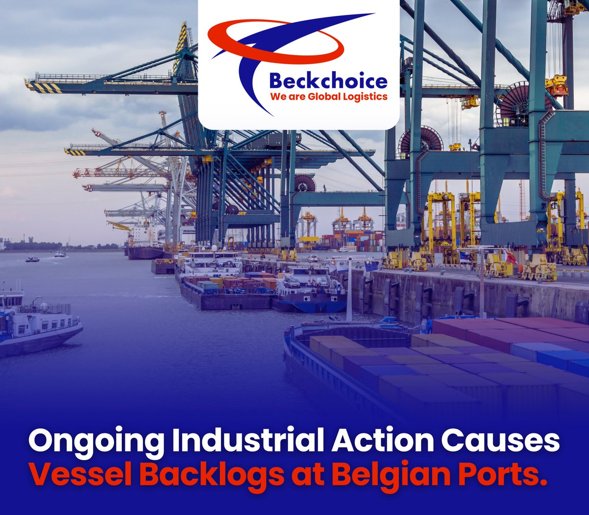 BeckchoiceLtd's tweet photo. Shipping Delays at Antwerp and Zeebrugge Port⚠️ 

Since 5 October, harbour pilots and traffic controllers in Belgium have been taking industrial action over pension reforms. Pilotage is now limited to office hours (08:00–17:00), causing significant disruption. https://t.co/RLT4Sjhp7B