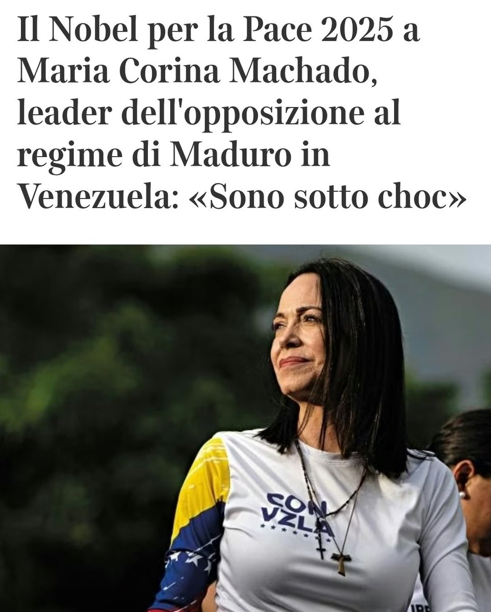 Giorgioaki's tweet image. Quindi, il Nobel per la pace non viene assegnato a Donald Trump ma alla leader dell'opposizione venezuelana Maria Corina Machado, di fatto fornendo allo stesso Trump ulteriori elementi per la già ben avviata destabilizzazione del Venezuela.
Educata a Yale e lautamente finanziata…