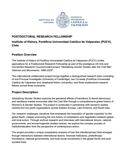 thom_rath's tweet image. Postdoc opportunity: Globalising Gender Studies after the Cold War: Histories and Movements, 1985-2025