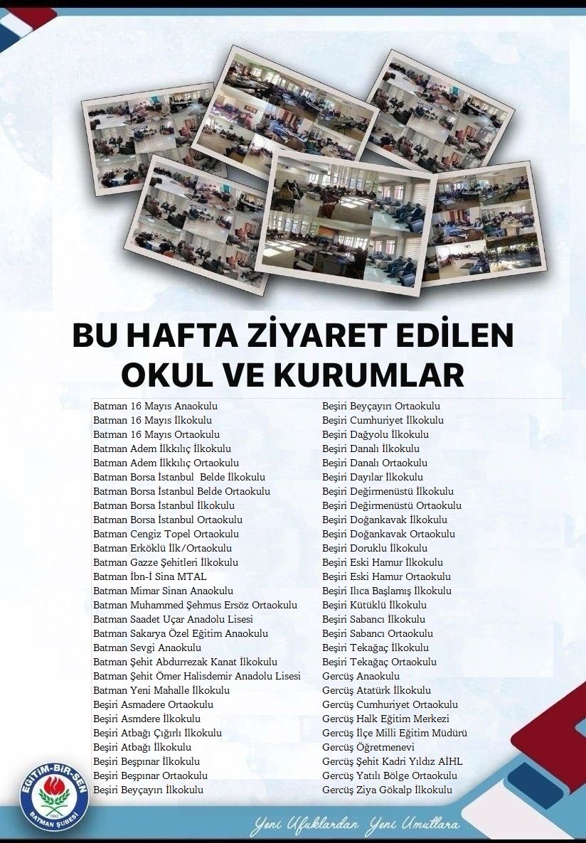 📌 Öğretmen Odaları Bizim Oksijen Depomuzdur

Eğitim-Bir-Sen Batman Şubesi olarak; öğretmen odalarında, idareci odalarında ve GİH çalışanlarımızın emek mekânlarında gönül gönüle buluşmalarımıza devam ediyoruz.

Her buluşmada bir kez daha görüyoruz ki; bu ülkenin umudu, bu