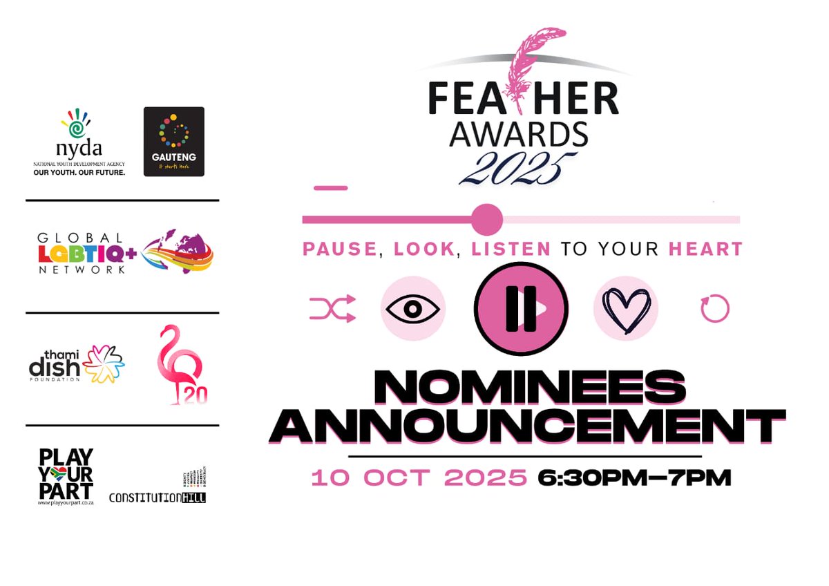 Darlings! I hope you didn't think we were gonna let this year go without blowing some pink feathers in the air. The moment has come, we are announcing your #Feathers17 Nominees this evening 🔥
PAUSE, LOOK, LISTEN TO YOUR HEART 🏳️‍🌈