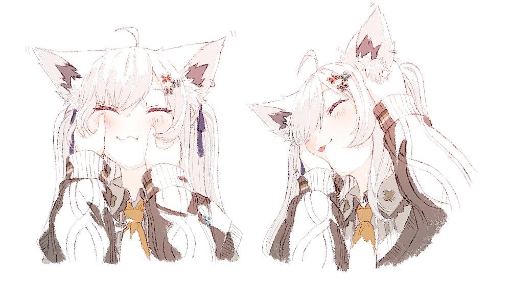 hashiguma_'s tweet image. ミオしゃ「ｳﾝｳﾝ　フブキは今日ももちもちもふもふだねぇ」