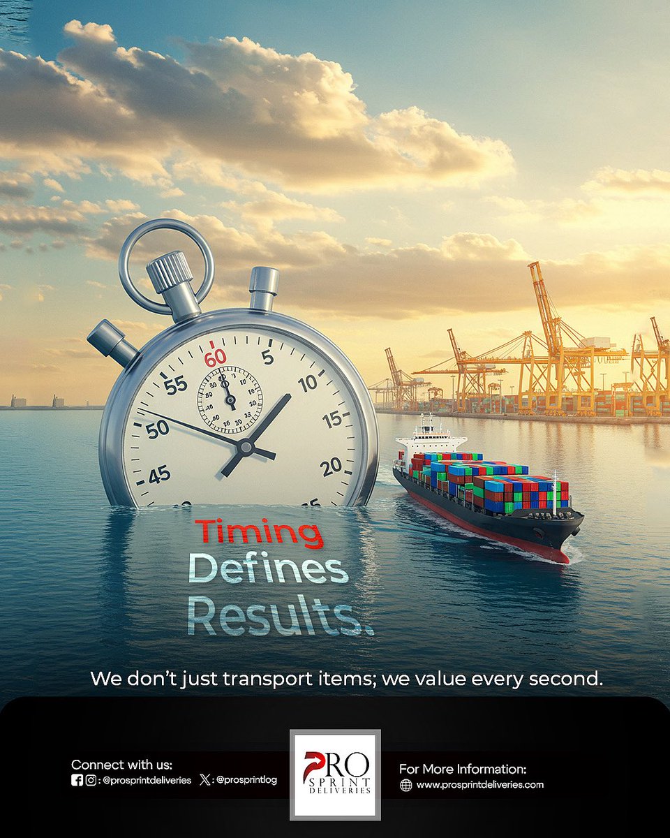 Prosprintlog's tweet image. Every second counts.
At ProSprint Deliveries, we don’t just move goods, we deliver precision, speed, &amp;amp; reliability.

#ProSprintDelivery #LogisticsDoneRight #OnTimeEveryTime #ShippingSolutions #FreightForwarding #GlobalLogistics #CargoExpert #TimelyDelivery #SupplyChainExcellence