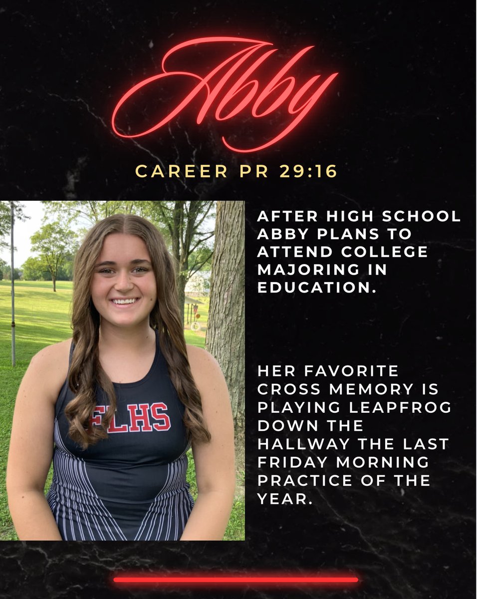 Our 4th FLXC Senior Spotlight is Abby Knasel a 4yr member of FLXC.  Remember, the miles you’ve run over years are more than just numbers - they represent your growth, resilience, and heart. Every stride has mattered. Thanks for being part of the FLXC family. <a href="/LoramieRedskins/">Fort Loramie Redskins</a>