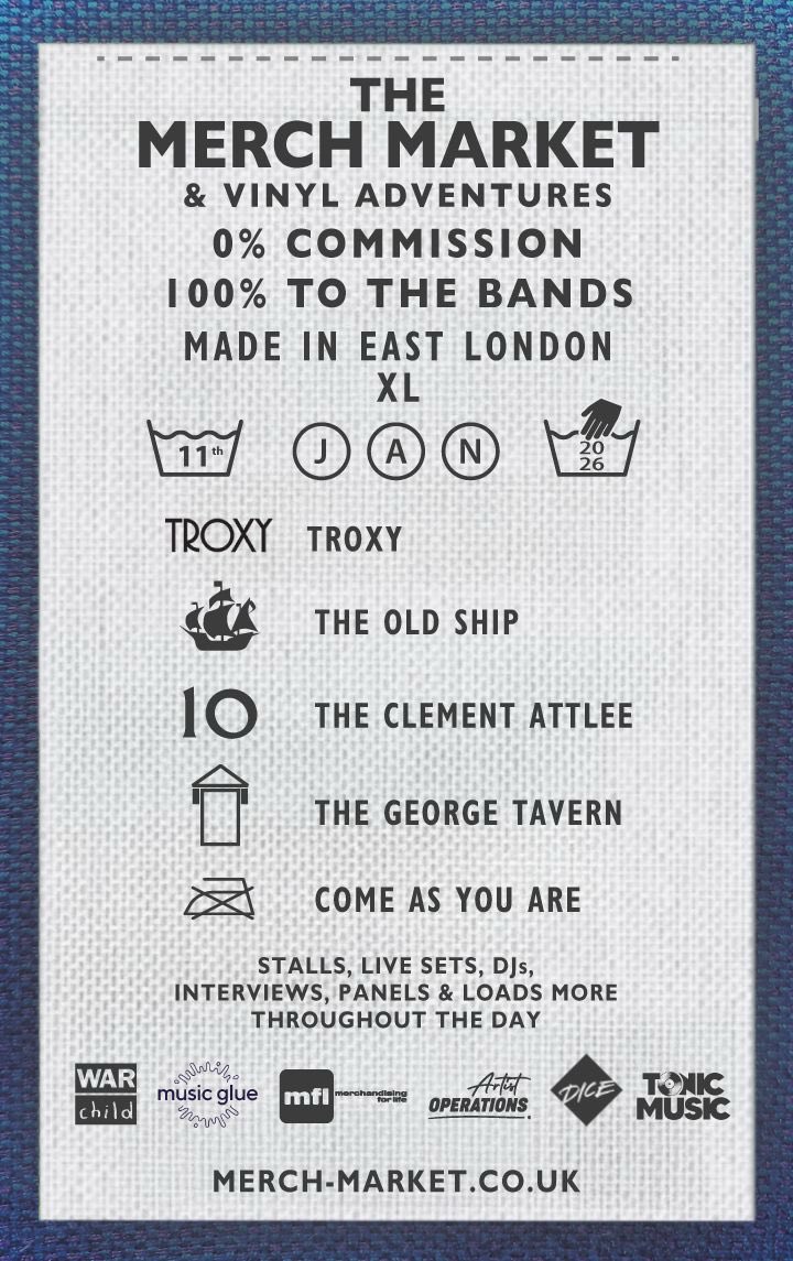 Tim_Burgess's tweet image. Yeah! The Merch Market is heading to London - legendary venues @TroxyLondon & @GeorgeTavernE1 are hosting us as well as The Old Ship and The Clement Attlee
Free entry
No commission or charge for stalls. Bands keep 100% of what they make
More info in @NME
nme.com/news/music/tim…