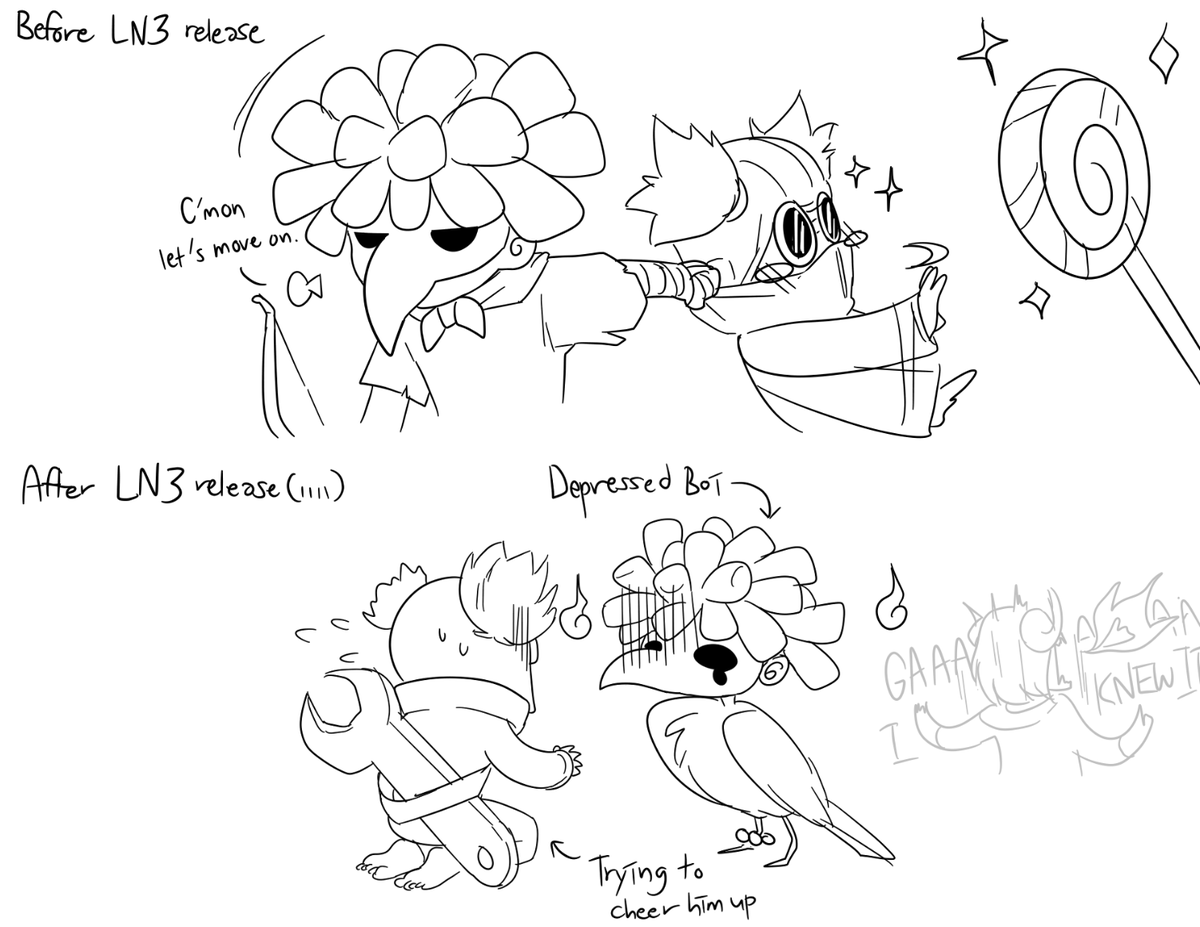 리나메3 엔딩... 게임 중간에 나온 요소 때문에 예상이 가긴 했지만...ㅋㅋㅋㅋㅋ 좀 씁쓸하긴 하네 

로우얼론 첫인상 vs 현인상(...)
#LittleNightmaresIII  #LittleNightmares3