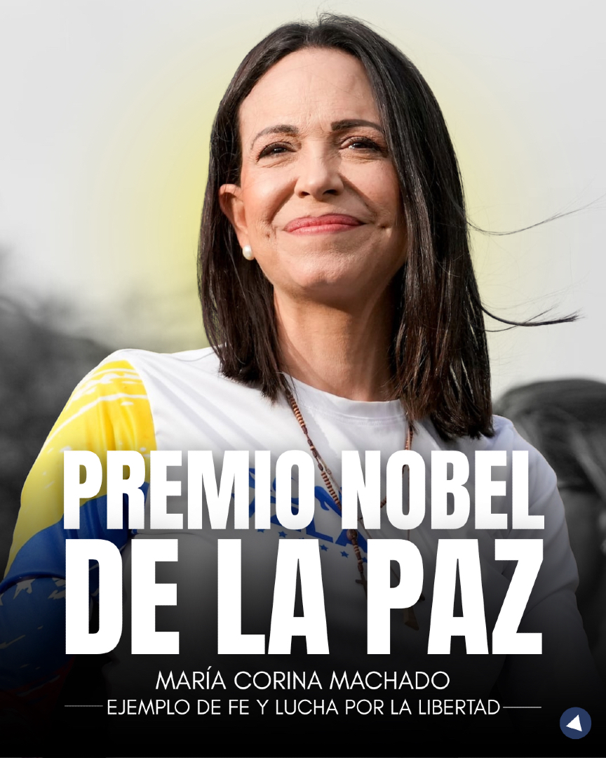 Enhorabuena, María Corina Machado, por ganar el Premio Nobel de la Paz.

Un merecido reconocimiento a tu valentía y lucha por la libertad.