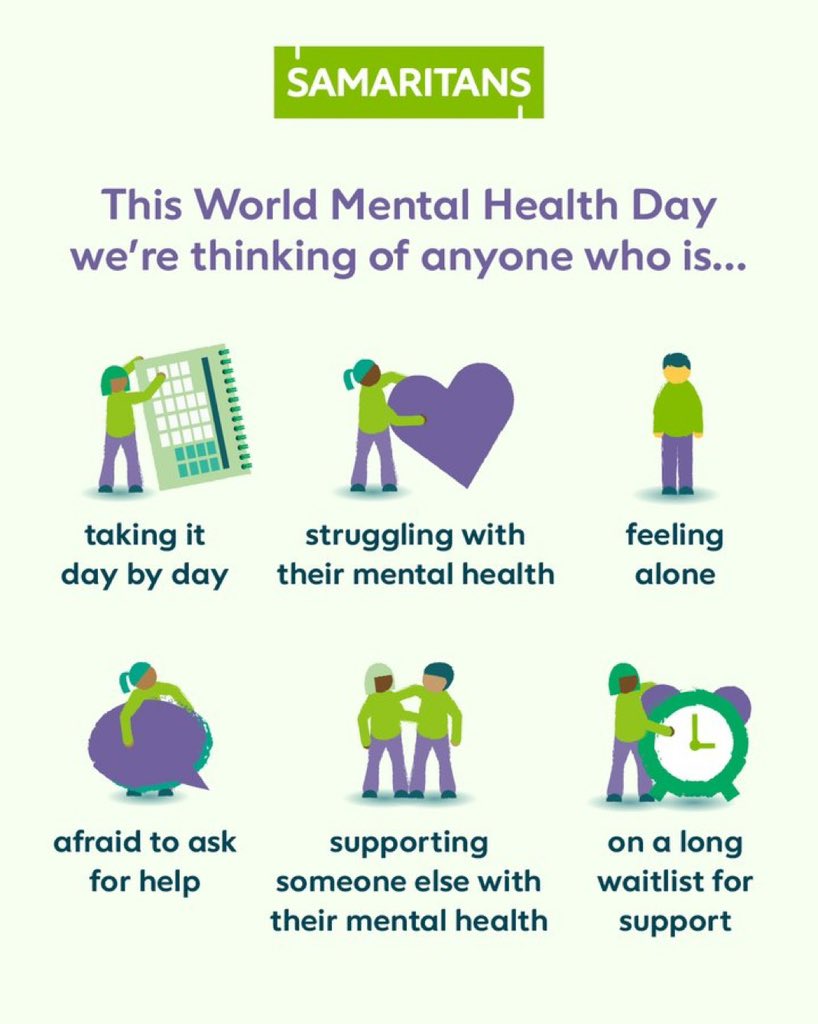 Today marks World Mental Health Day 💚

Remember you are never alone! 

Call 116 123

 #WMHD #WorldMentalHealthDay