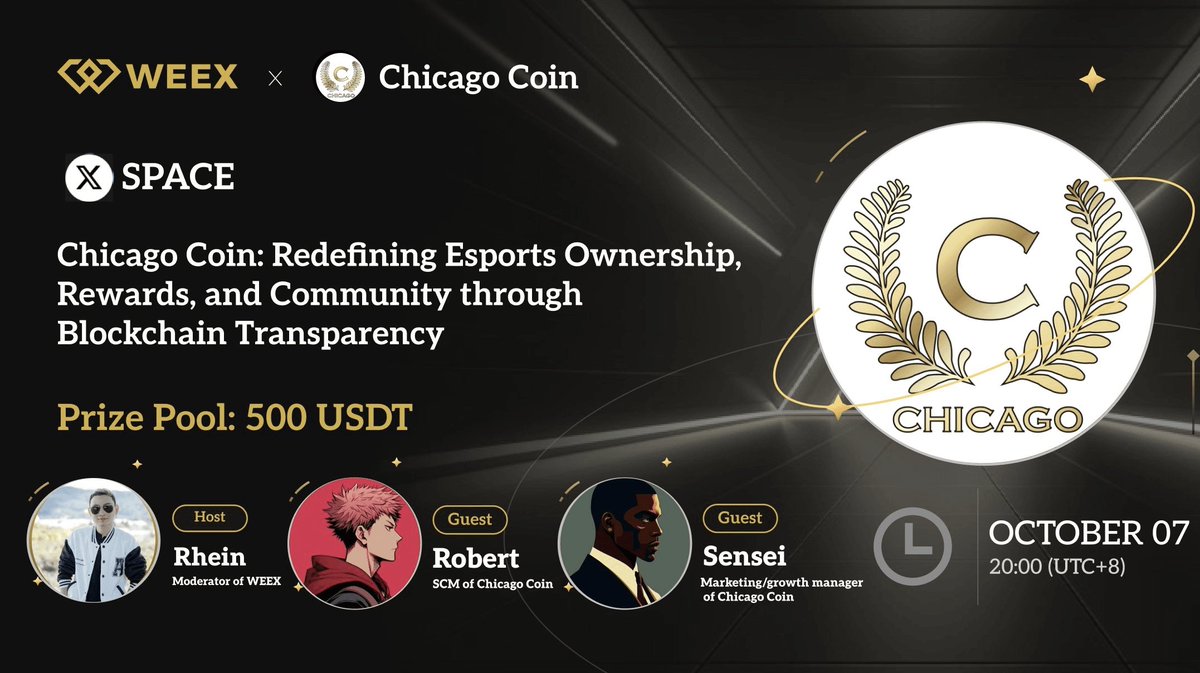 WEEX_Official's tweet image. Esports meets Web3 ⚡️

In our latest AMA with @chicago_cgv, we explored how #ChicagoCoin is redefining ownership, rewards &amp;amp; community through blockchain transparency.

🎮 700% staking APY
🤝 Real partnerships
🌐 Built on the Etium Network

Catch the highlights…