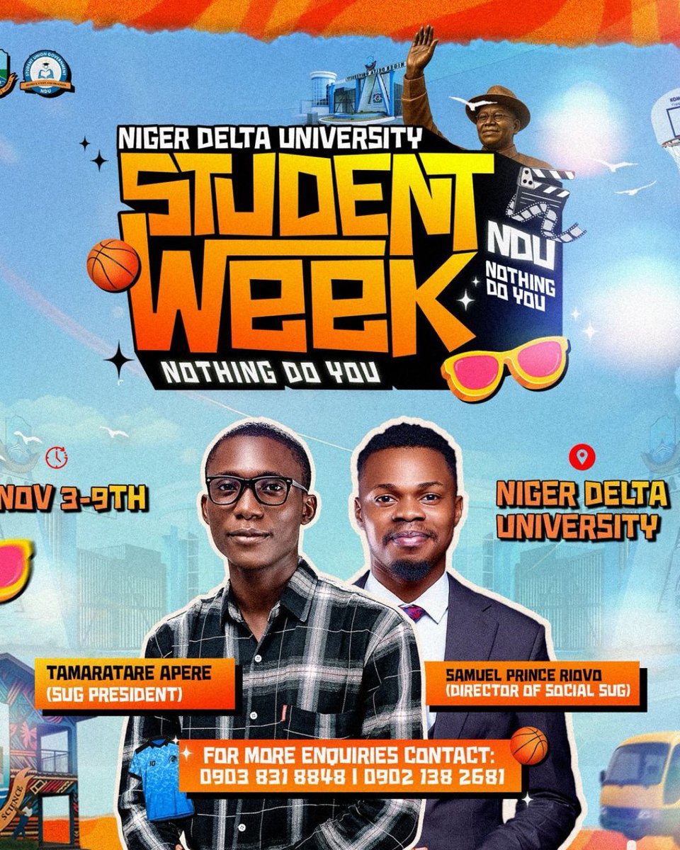 ndupulsetv's tweet image. Niger Delta University 2025 Student Week is coming ⏳
#viral #studentweek #partyvibes #nigerdeltauniversity #ndu