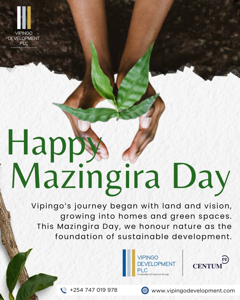 VipingoPLC's tweet photo. Sustainability is the rhythm that connects growth to meaning. A reminder that progress holds its truest value when nature endures.
Happy Mazingira Day. 💚
#mazingiraday #vipingodevelopment #sustainabilityinaction #sustainability #sunstainabledevelopment #centumrealestate #gogreen