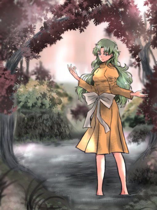 テッカマンブレードのミユキさんイラストです～。
以前、ミズキスキーさんへのお礼に描いたもの
背景は自前ではなくてクリスタ素材、水彩ブラシと木の葉ブラシを使っています。 