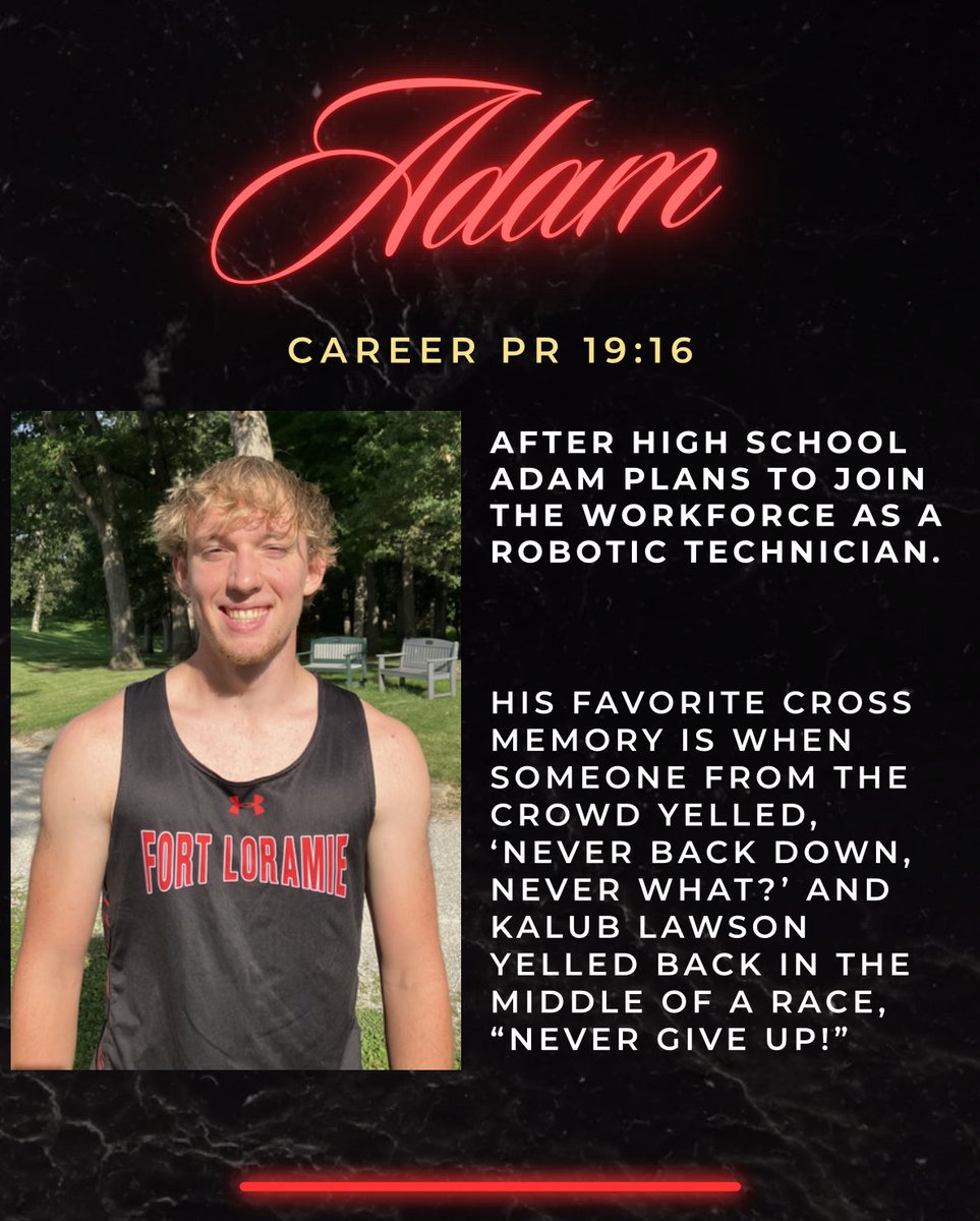 Our next FLXC Senior Spotlight is Adam Zircher a 3yr member of FLXC.  Remember, the miles you’ve run over years are more than just numbers - they represent your growth, dedication, and heart. Every stride has mattered. Thanks for being part of the FLXC family. <a href="/LoramieRedskins/">Fort Loramie Redskins</a>