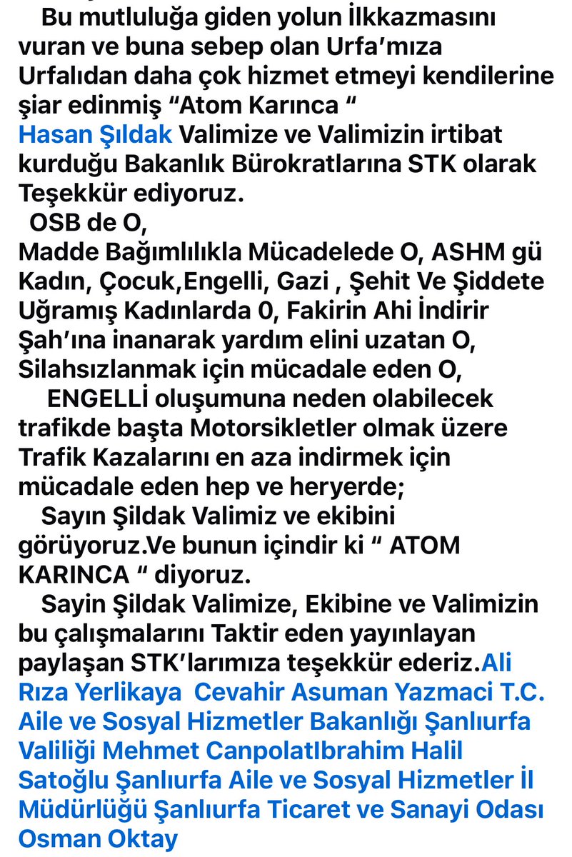 Sayın <a href="/RTErdogan/">Recep Tayyip Erdoğan</a> <a href="/omerbolatTR/">Prof. Dr. Ömer Bolat</a> <a href="/AliYerlikaya/">Ali Yerlikaya</a>  <a href="/MahinurOzdemir/">Mahinur Özdemir Göktaş</a>  <a href="/CYAZMAC/">CEVAHİR ASUMAN YAZMACI</a> <a href="/mimar_ihs/">İbrahim HalilSatoğlu</a> <a href="/malicevheri/">𝐃𝐫. 𝐌𝐞𝐡𝐦𝐞𝐭 𝐀𝐥𝐢 𝐂𝐞𝐯𝐡𝐞𝐫𝐢</a> <a href="/milhamigunbegi/">M.İlhami GÜNBEGİ</a>  <a href="/UrfaValiligi/">T.C. ŞANLIURFA VALİLİĞİ</a> #MehmetKasımgülpinar