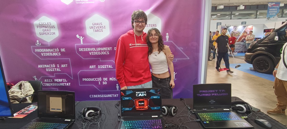 ENTI - Escola de Noves Tecnologies (@enti_bcn) on Twitter photo Els nostres alumnes presenten els seus jocs a la #BCNGF2025.
Una primera experiència per molts d'ells de trobar-se amb companys d'altres centres i futur públic.
Hem tingut aquest matí "Rise of Perseo", "Project Cain" i "Turbo Peludo" Els nostres alumnes presenten els seus jocs a la #BCNGF2025.
Una primera experiència per molts d'ells de trobar-se amb companys d'altres centres i futur públic.
Hem tingut aquest matí "Rise of Perseo", "Project Cain" i "Turbo Peludo"
