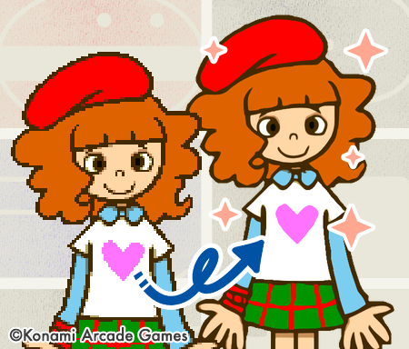 popn_team's tweet photo. 今日はいろいろ（1010）の日だね。ポップンチームぶらぶらしてます。
 
      そうだ、今回新筐体ではモニターがすごくよくなって、過去に登場したキャラクターも新しいモニターに合わせてきれいしよう（アニメーションも）！ということでがんばってます。新筐体を作りたい！と決めてすぐにとりかかったのがこの部分、みんなの時間と手間と愛情をたっぷりかけて独自の専用ツールとかも開発したりしています。
    たとえば「リエ❤ちゃん」、どうかな？
    #popn
    #popnCheers
    #うへころ
    #ポップンチームぶらぶら