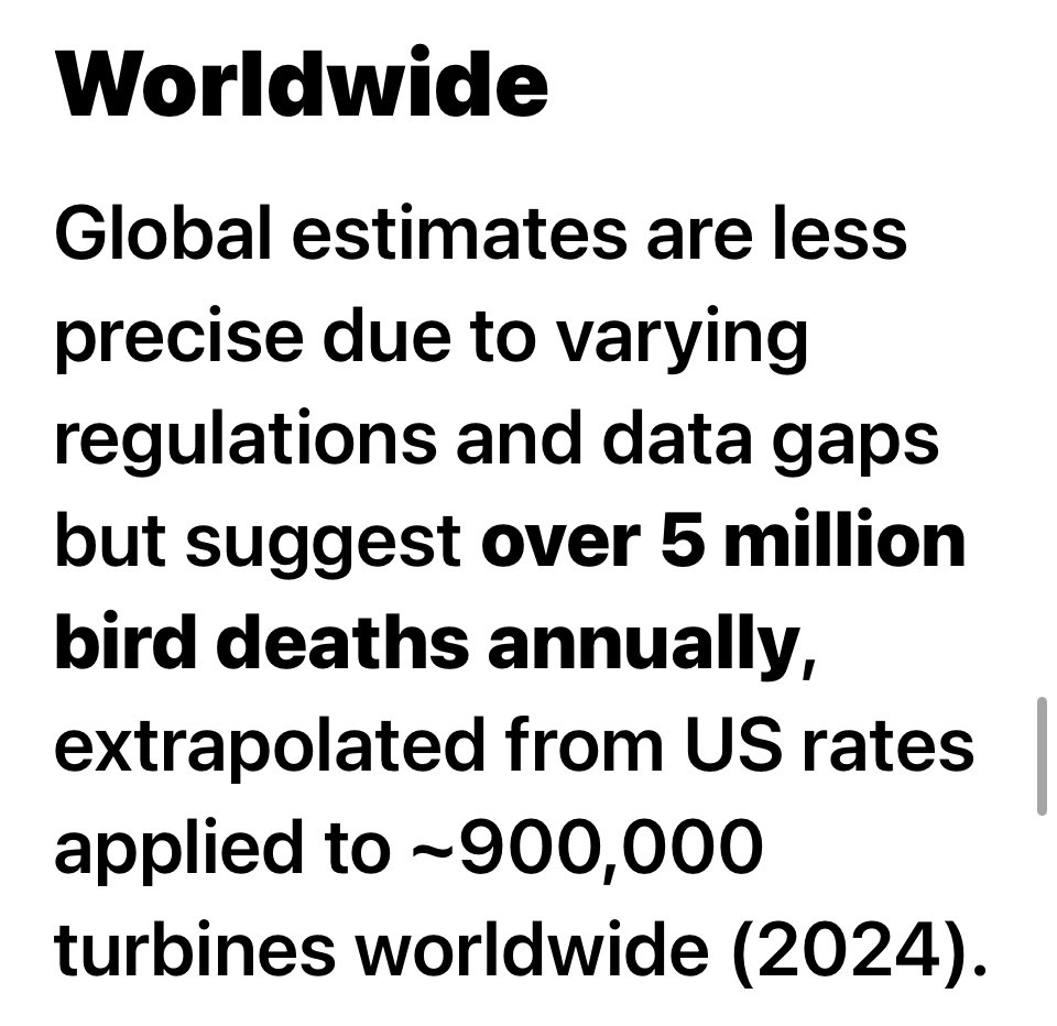CapTweed's tweet image. MILLIONS of birds are killed each year due to wind farms.
An estimated 5 million globally.
