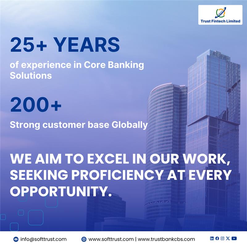 Trust_Fintech's tweet image. 🚀 Built on trust, driven by innovation!
Trust Fintech delivers robust Core Banking Solutions, trusted by 200+ customers worldwide.
Innovation + excellence = technology you can rely on. 
🌐💡
#TrustFintech #CoreBankingSolutions #BFSITech #DigitalTransformation #BankingInnovation