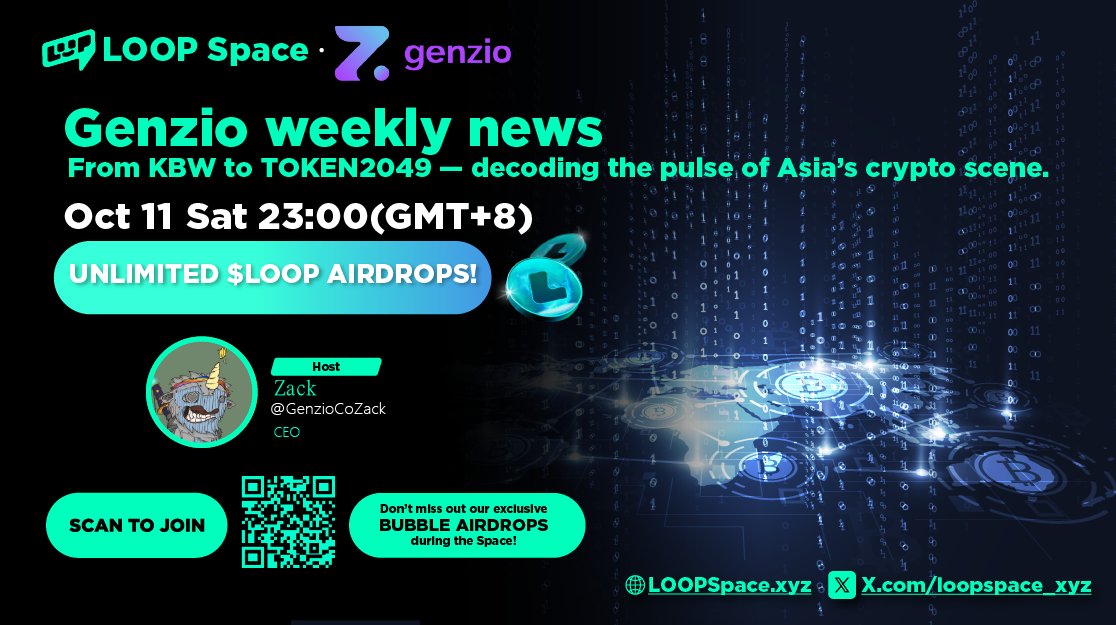 LOOPSPACE_INTL's tweet image. Fresh off KBW and TOKEN2049, @GenzioCoZack is back with new market insights, spicy stories, and the latest alpha from Asia. 🔥

🎧 Tune in to Genzio Weekly News on Loop Space — your favorite crypto catch-up is finally back. 🚀

👉 Don’t miss it: loopspace.xyz/s/uZxeaxtEJZ