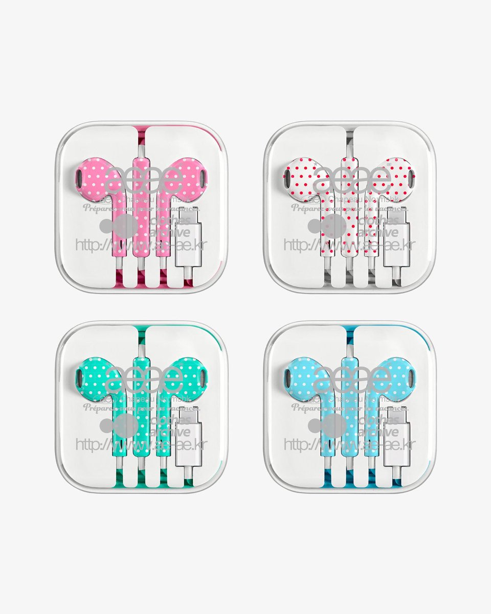 aeae イヤホン ドットピンク aeae 韓国 ポップアップ 有線 イヤホン