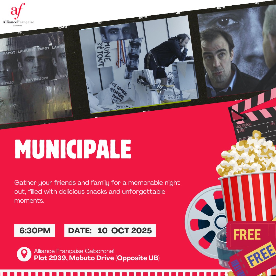 🎬 Reminder!

Don’t miss Municipale – today, 10 Oct at 18:30! 🇫🇷🎥
French film with English subtitles + snacks from 18:00! 🍿

🎞️ Trailer: youtube.com/watch?v=qTQjrN…

#Municipale #FilmNight #FrenchCinema #GaboroneEvents #AllianceFrancaiseGaborone